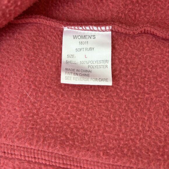 Woolrich Womens Fleece Vest Size L Soft Ruby Coral Full Zip Cozy Warm Classic - Picture 8 of 12
